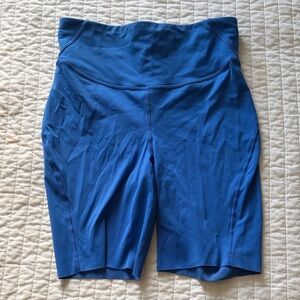 High-Waist Blue Women’s Active Shorts
